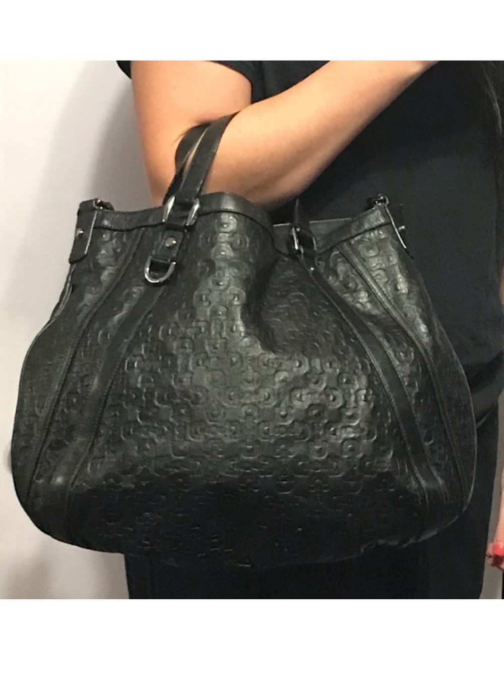 Authentic Gucci Abby convertible tote black leather horsebit